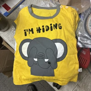 Toddler Shirts (2) Yellow T W/ Elephant “I’m Hiding White T W/Dinosaur “Moo Moo”