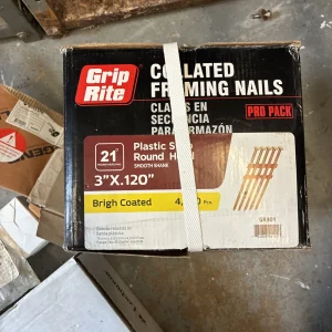 Collated Framing Nails/strip 3”X.120” Brigh Coated 4000 Pcs.