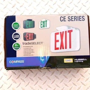 LED Emergency EXIT Sign White, Hubbell Lighting, Compass CE Series