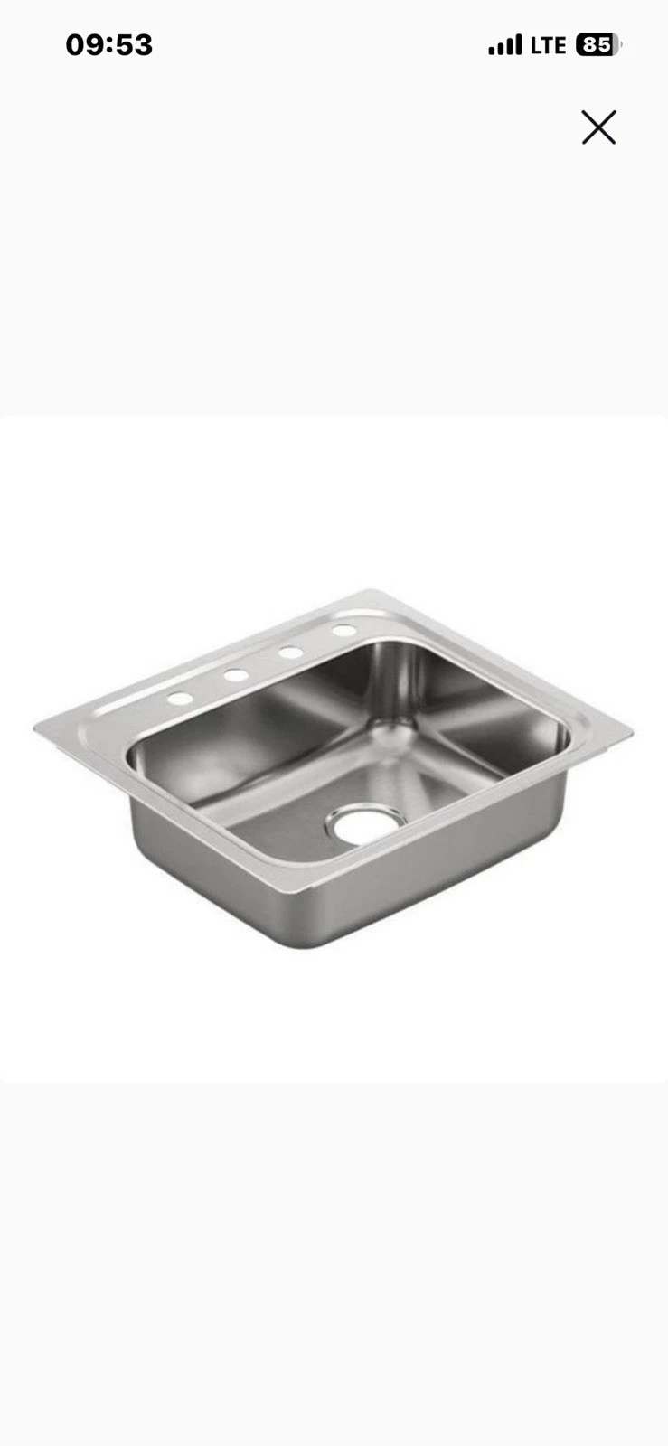 MOEN 2000 Series Drop-In Stainless Steel 25 in. 4-Hole Single Bowl Kitchen Sink