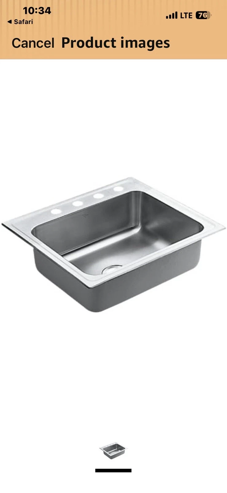 Moen 22224 Camelot Stainless Drop-in Sink 25”x22” 4 Hole