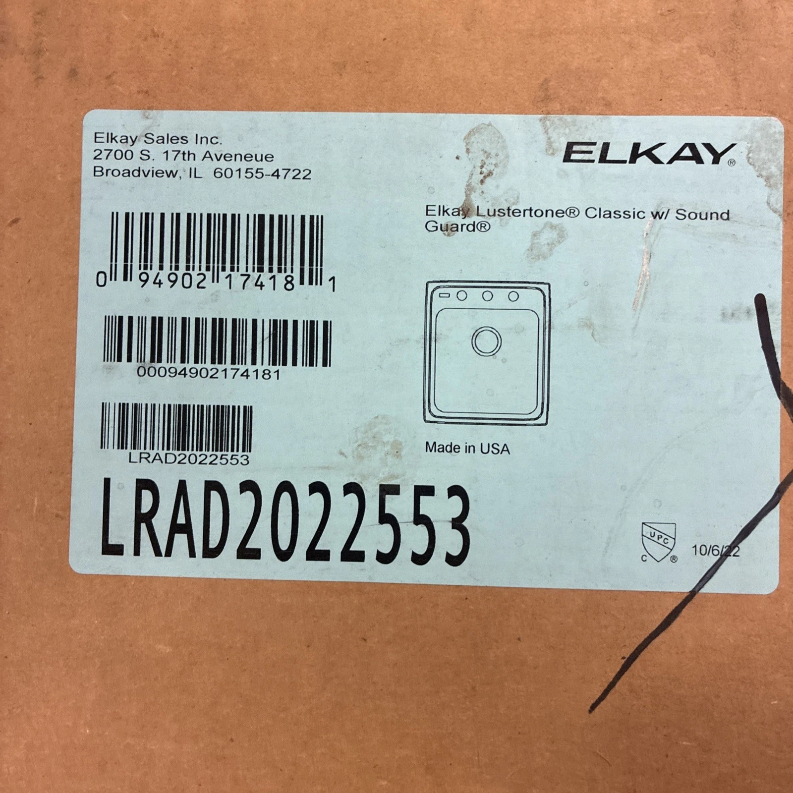 Elkay LRAD2022553 Lustertone 9 1/2” Drop In Sink - Image 2