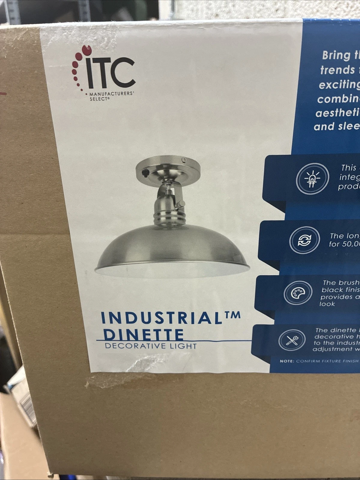 ITC LED Dinette Surface-Mount Light Fixture (Unswitched, Black) For RV’s