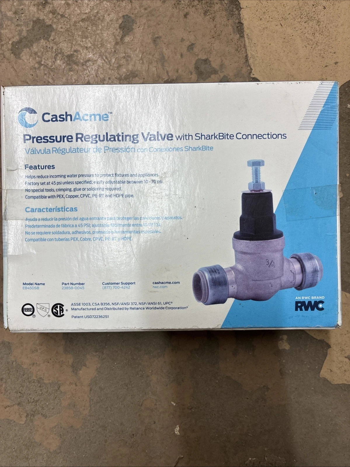 Cash Acme Shark Bite 23858-0045 3/4" EB45 Direct Pressure Regulating Valve - Image 2