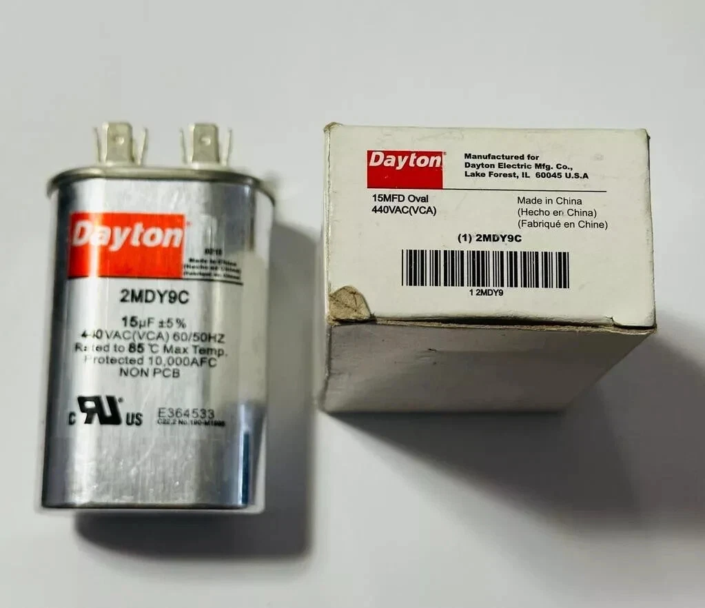 Dayton 2Mdy9 Run Capacitor,15 Mfd,440V,Oval