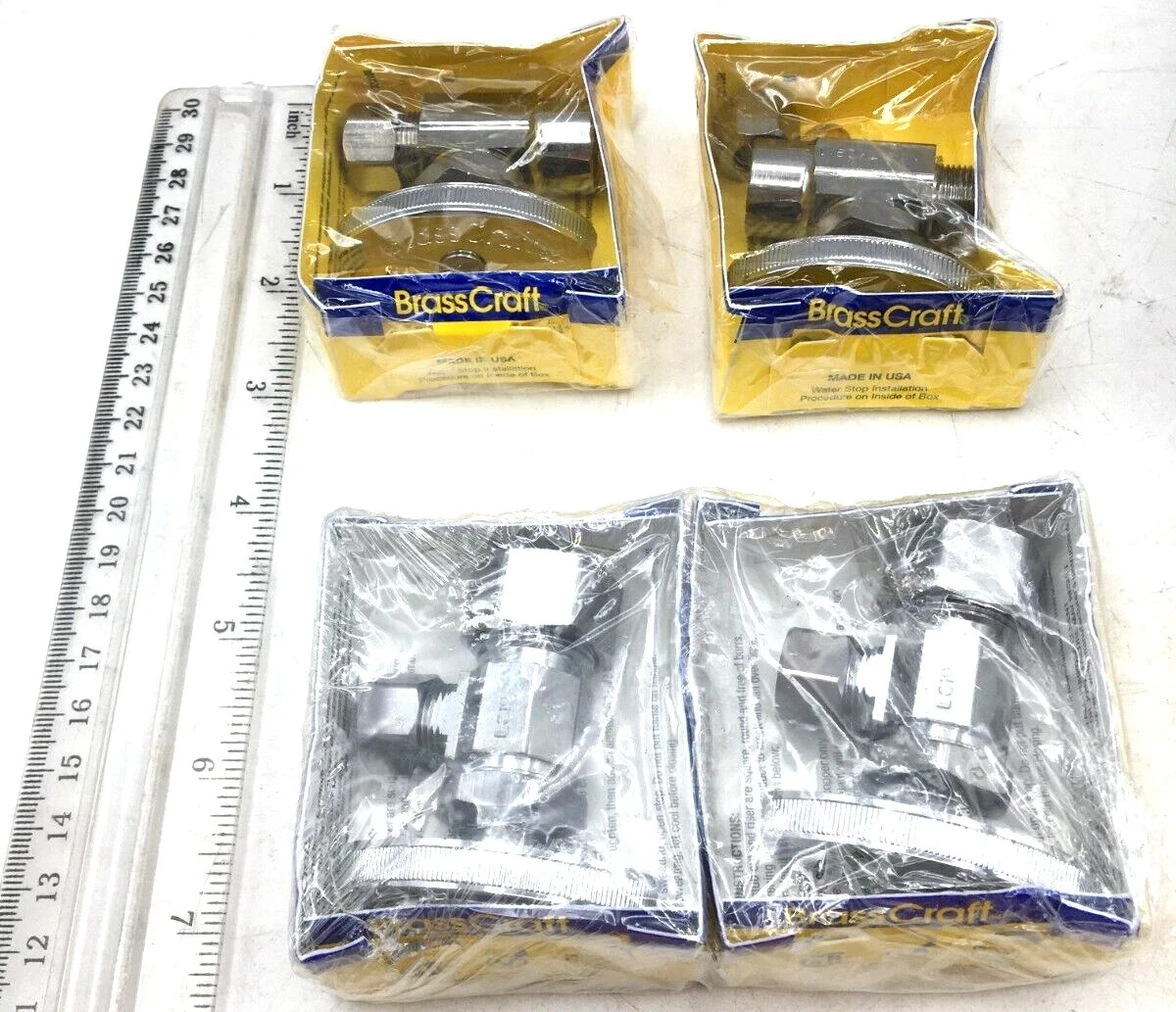 BrassCraft Lot of 2 Sweat Straight Stop 1/2" R14C, Compr Angle Stop OCR19XC NIP