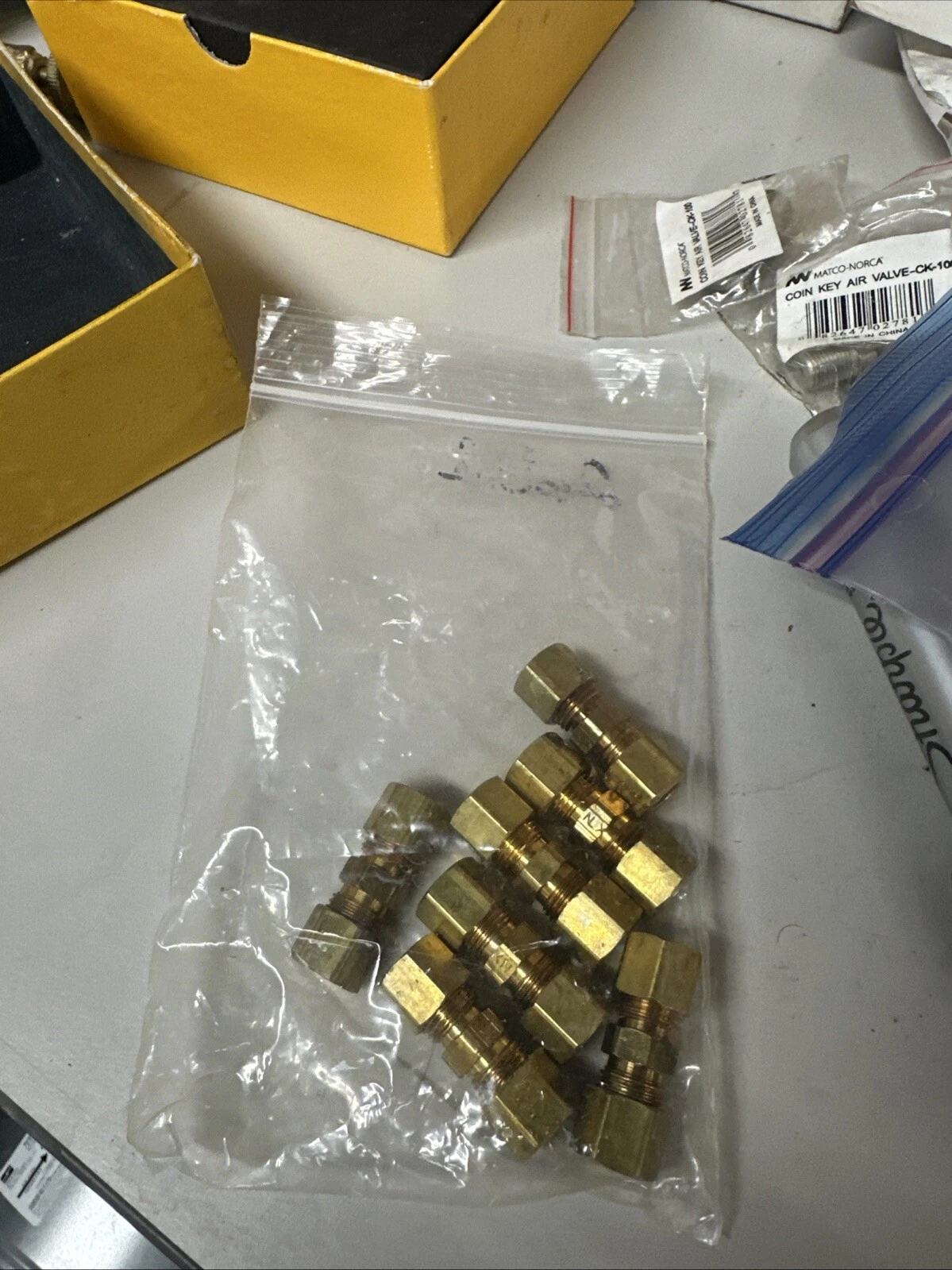 Qty (7) Brass 1/4" OD Compression Coupling C x C FAST SHIP! C16