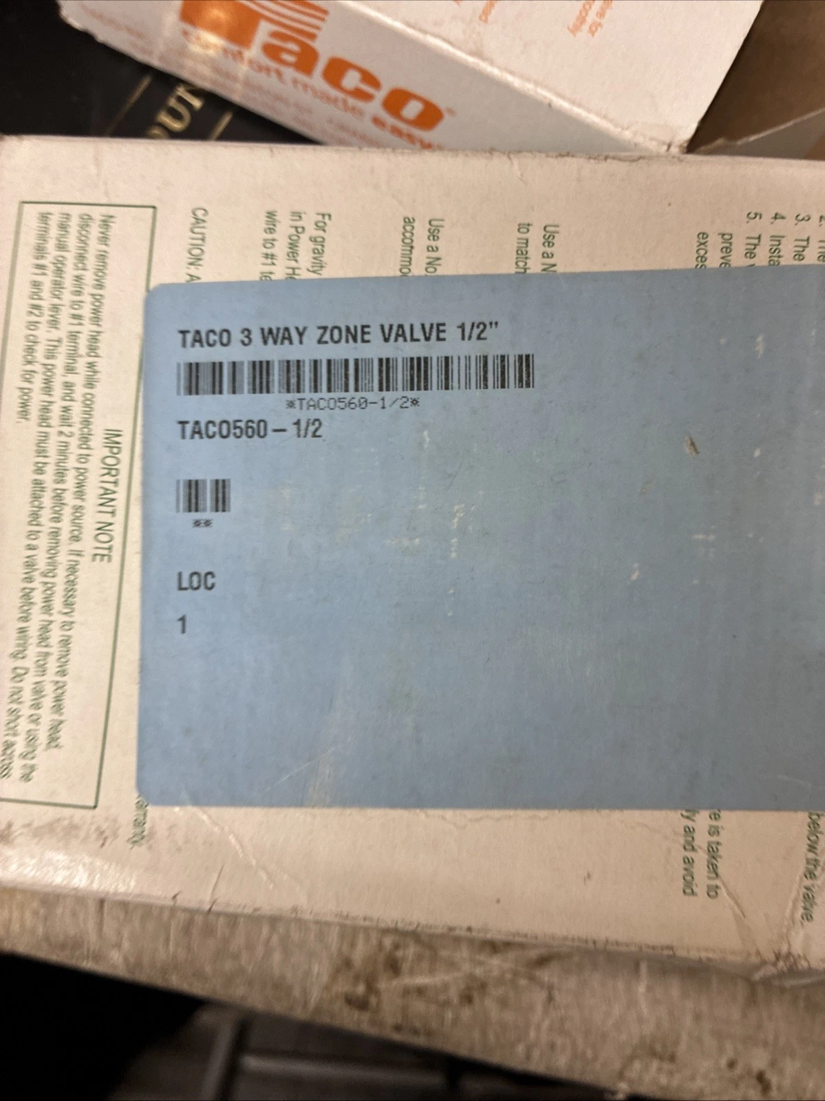 Taco 560-5 Zone Valve 2 Way 1/2" Sweat, Bypass Gold Series - Image 3