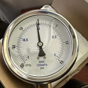 Industrial Compound Gauge 30 to 0 to 15 in Hg/psi 4" Dial #201L-404CB 3/8”npt