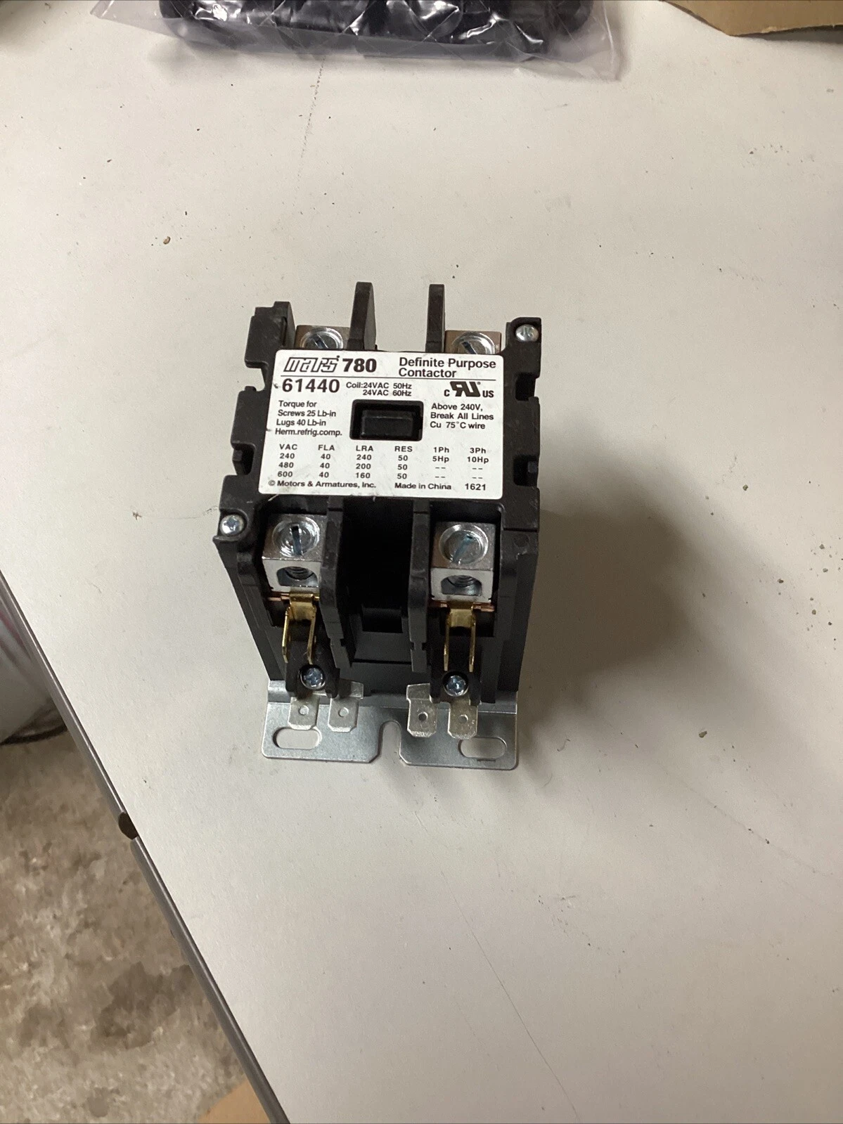 Mars 780 61440 2 Pole 40 Amp Definite Purpose Contactor with Lugs, 24V Coil