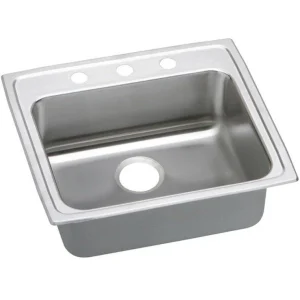 Elkay Lustertone 22” Drop In Single Bowl 18Ga Stainless Kitchen ADA Sink