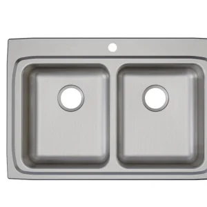 Elkay Lustertone Classic LRAD3322654 33”x22”x6.5” ADA 4 Hole Equal Double Sink