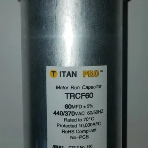 Titan Pro Trcf60 Motor Run Capacitor,60 Mfd,5-5/8 In. H