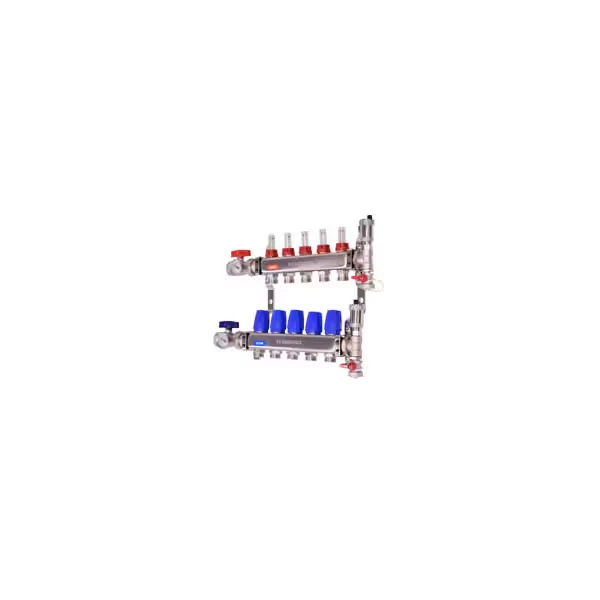 Legend 8300P-10-5 5 port stainless hydronics manifold w/air purge and fill