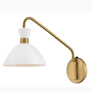 Lark Simon 1 Light Wall Sconce, Matte White/Heritage Brass accents - 83250MW-HB