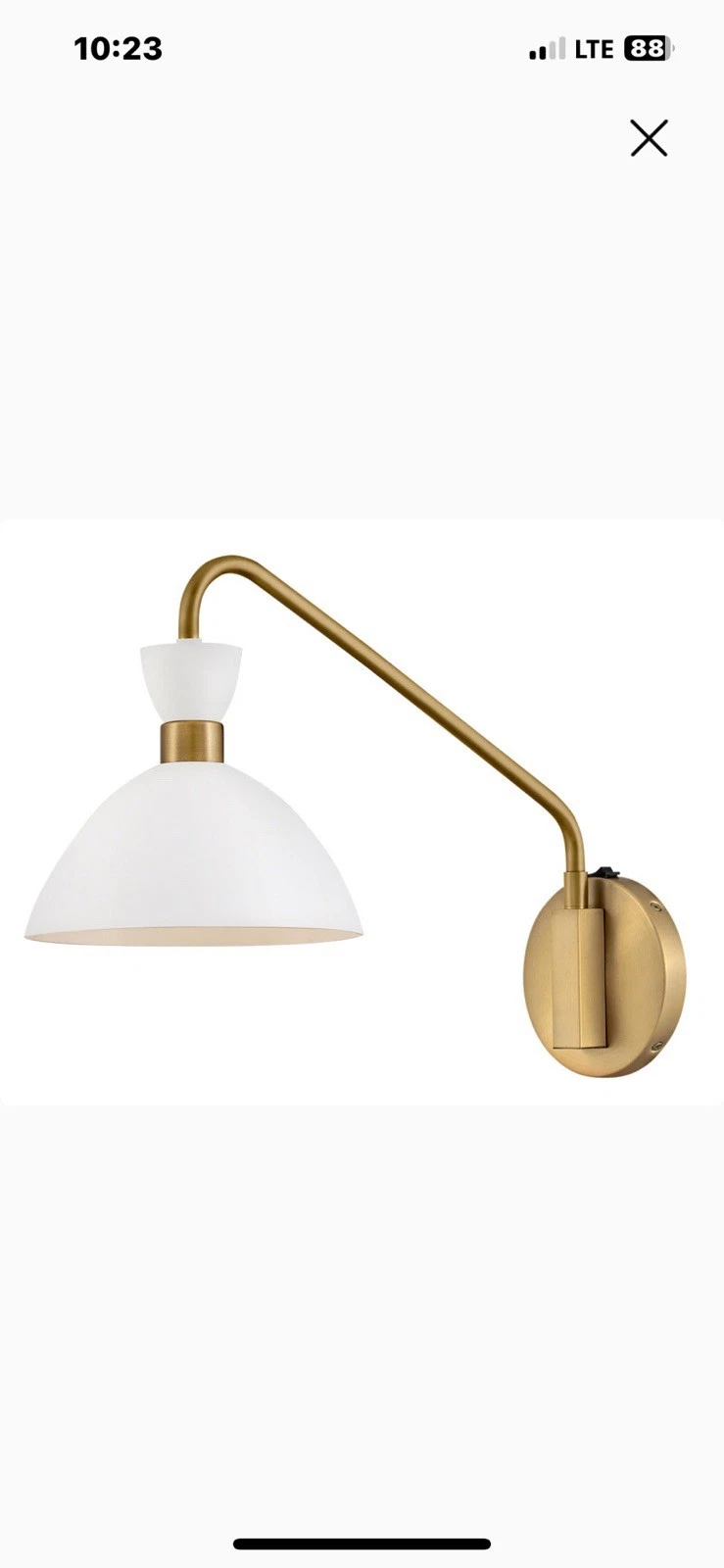 Lark Simon 1 Light Wall Sconce, Matte White/Heritage Brass accents - 83250MW-HB